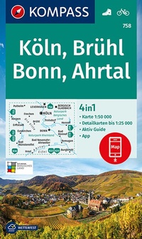 Abbildung von: KOMPASS Wanderkarte 758 Köln, Brühl, Bonn, Ahrtal 1:50.000 - KOMPASS-Karten
