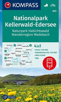 Abbildung von: KOMPASS Wanderkarte 845 Nationalpark Kellerwald-Edersee, Naturpark Habichtswald, Wanderregion Medebach 1:50.000 - KOMPASS-Karten