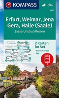 Cover: KOMPASS Wanderkarten-Set 457 Erfurt, Weimar, Jena, Gera, Halle (Saale) (2 Karten) 1:50.000 - KOMPASS-Karten