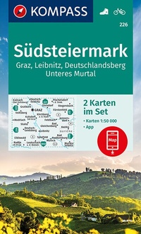 Abbildung von: KOMPASS Wanderkarten-Set 226 Südsteiermark, Graz, Leibnitz, Deutschlandsberg, Unteres Murtal (2 Karten) 1:50.000 - KOMPASS-Karten