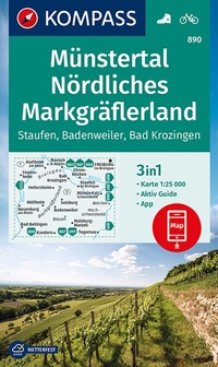 Abbildung von: KOMPASS Wanderkarte 890 Münstertal, Nördliches Markgräflerland, Staufen, Badenweiler, Bad Krozingen 1:25.000 - KOMPASS-Karten