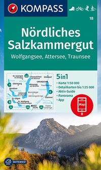 Abbildung von: KOMPASS Wanderkarte 18 Nördliches Salzkammergut, Wolfgangsee, Attersee, Traunsee 1:50.000 - KOMPASS-Karten