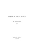 Cover: (Clich&eacute; of a City, Venice) - Spector Books