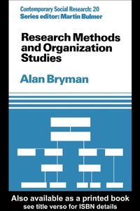 Enlarge image Cover: Research Methods and Organization Studies - Routledge