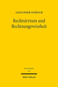 Abbildung von: Rechtsirrtum und Rechtsungewissheit - Mohr Siebeck