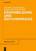 Cover: Kanonbildung und Editionspraxis - De Gruyter