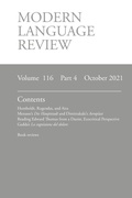 Cover: Modern Language Review (116 - Modern Humanities Research Association