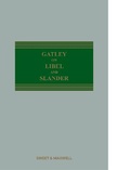 Cover: Gatley on Libel and Slander - Sweet & Maxwell