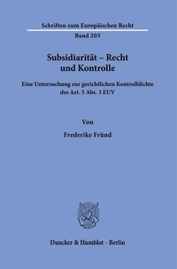 Abbildung von: Subsidiarität - Recht und Kontrolle. - Duncker & Humblot