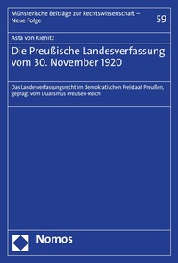 Abbildung von: Die Preußische Landesverfassung vom 30. November 1920 - Nomos