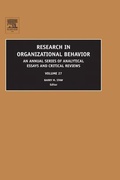 Cover: Research in Organizational Behavior - Elsevier