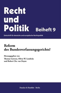 Abbildung von: Reform des Bundesverfassungsgerichts? - Duncker & Humblot
