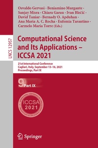 Enlarge image Cover: Computational Science and Its Applications - ICCSA 2021 - Springer