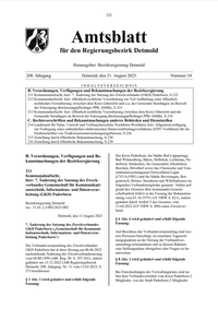 Abbildung von: Amtsblatt für den Regierungsbezirk Detmold - Bezirksregierung Detmold