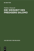 Cover: Die Weisheit des Predigers Salomo - De Gruyter
