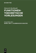 Cover: Algebraische Analysis - De Gruyter