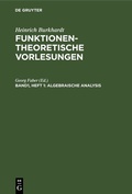 Cover: Algebraische Analysis - De Gruyter