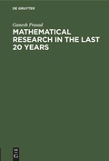 Cover: Mathematical Research in the last 20 years - De Gruyter