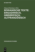 Cover: Romanische Texte - De Gruyter