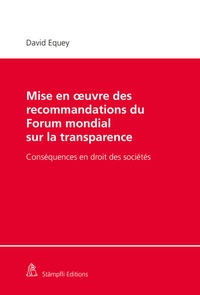 Abbildung von: Mise en oeuvre des recommandations du Forum mondial sur la transparence - Stämpfli Verlag