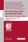 Cover: HCI International 2021 - Late Breaking Papers: Cognition, Inclusion, Learning, and Culture - Springer