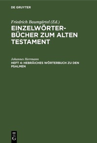 Abbildung von: Hebräiches Wörterbuch zu den Psalmen - De Gruyter