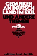 Cover: Gedanken an Deutschland im Exil und andere Themen - De Gruyter