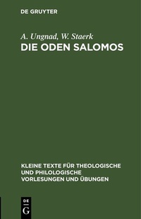 Abbildung von: Die Oden Salomos - De Gruyter