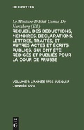 Cover: L'ann&eacute;e 1756 jusqu'&agrave; l'ann&eacute;e 1778 - De Gruyter