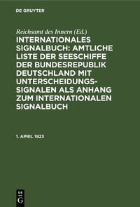 Enlarge image Cover: 1. April 1923 - De Gruyter