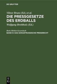 Abbildung von: Das sowjetrussische Preßrecht - De Gruyter
