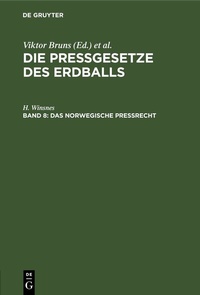 Abbildung von: Das norwegische Preßrecht - De Gruyter