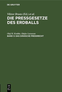 Abbildung von: Das dänische Preßrecht - De Gruyter