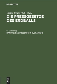 Abbildung von: Das Pressrecht Bulgariens - Mercury Learning and Information