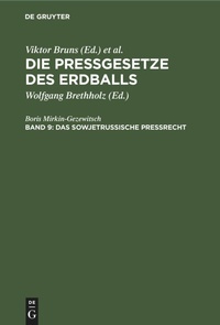 Abbildung von: Das Sowjetrussische Pressrecht - Mercury Learning and Information