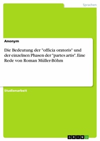Abbildung von: Die Bedeutung der "officia oratoris" und der einzelnen Phasen der "partes artis". Eine Rede von Roman Müller-Böhm - GRIN Verlag