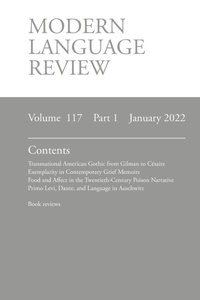 Enlarge image Cover: Modern Language Review (117 - Modern Humanities Research Association