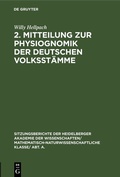Cover: 2. Mitteilung zur Physiognomik der deutschen Volksst&auml;mme - De Gruyter