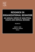 Cover: Research in Organizational Behavior - Elsevier