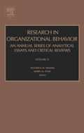 Cover: Research in Organizational Behavior: Volume 25 - JAI Press Inc.