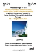 Cover: ECIE 2021-Proceedings of the 16th European Conference on Innovation and Entrepreneurship VOL 1 - ACPIL