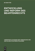Cover: Entwicklung und Reform des Beamtenrechts - De Gruyter
