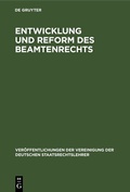 Cover: Entwicklung und Reform des Beamtenrechts - De Gruyter