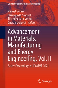 Enlarge image Cover: Advancement in Materials, Manufacturing and Energy Engineering, Vol. II - Springer