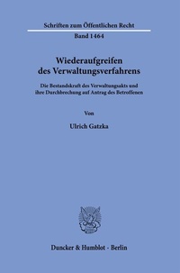 Abbildung von: Wiederaufgreifen des Verwaltungsverfahrens. - Duncker & Humblot