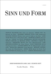 Enlarge image Cover: Sinn und Form 6/2021 - SINN und FORM