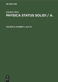 Enlarge image Cover: July 16 - De Gruyter