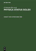 Cover: Subject and Author Index 1989 - De Gruyter