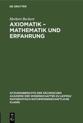 Cover: Axiomatik - Mathematik und Erfahrung - De Gruyter