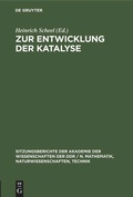 Cover: Zur Entwicklung der Katalyse - De Gruyter